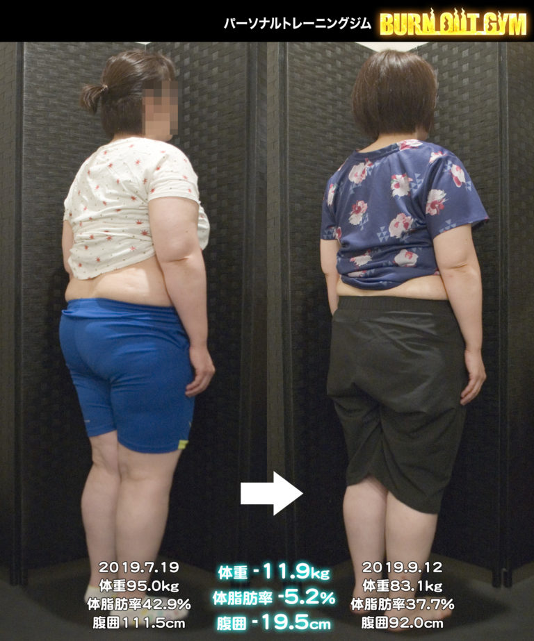 40代 女性 身長160cm台の事例 パーソナルトレーニング・ダイエットジム BURN OUT GYM（バーンアウトジム）